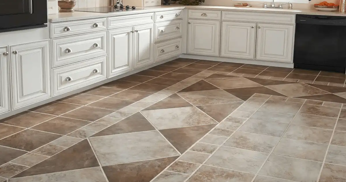 Kitchen with white cabinets and a professionally installed tile floor in Savannah, GA
